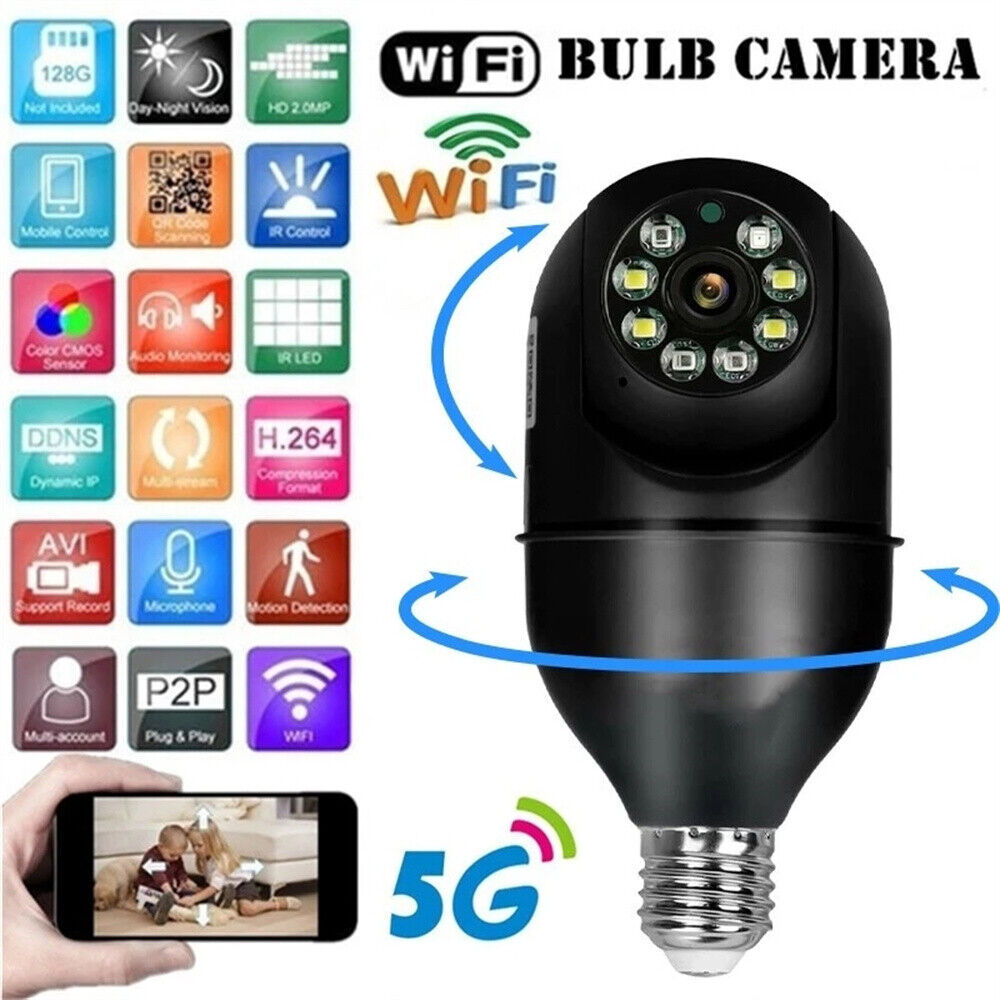 1080P E27 Bulb Camera – 5G Wi-Fi & Night Vision