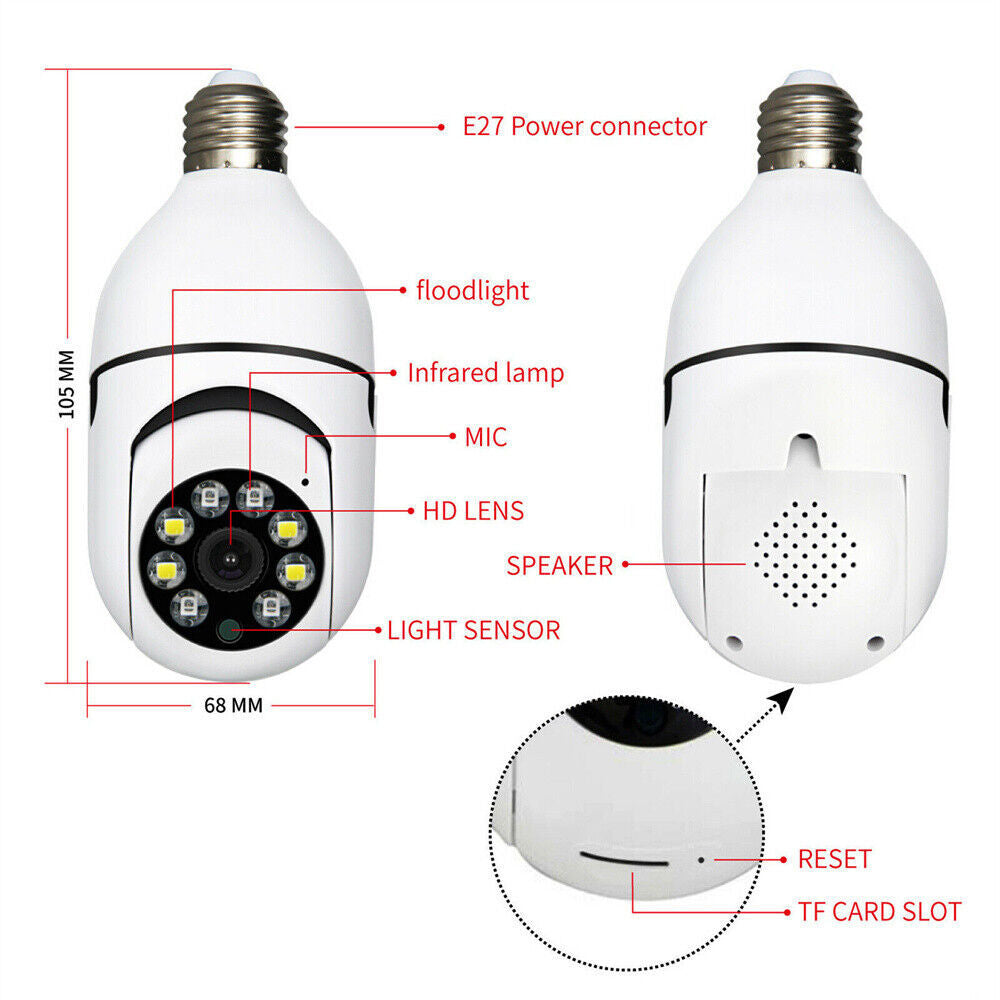 1080P E27 Bulb Camera – 5G Wi-Fi & Night Vision